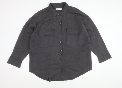 Womens UK Size L Zara Grey Basic Jacket