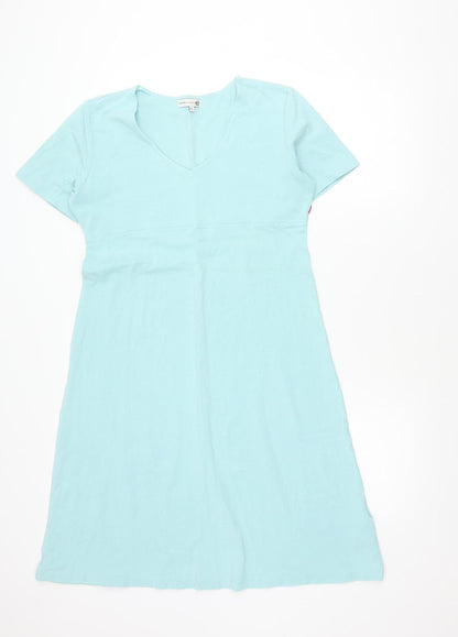 Jackpot Women Blue XL Shift Dress V-Neck Jersey Cotton Elastane