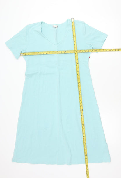 Jackpot Women Blue XL Shift Dress V-Neck Jersey Cotton Elastane