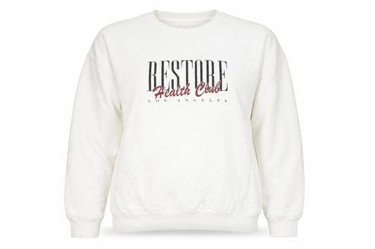 Front view of ASOS Women’s White Crew Neck Sweatshirt, size UK 14, Graphic Print