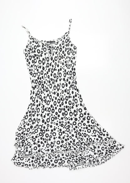 Marks and Spencer Women’s Black White Polka Dot Asymmetric Slip Dress Size 12