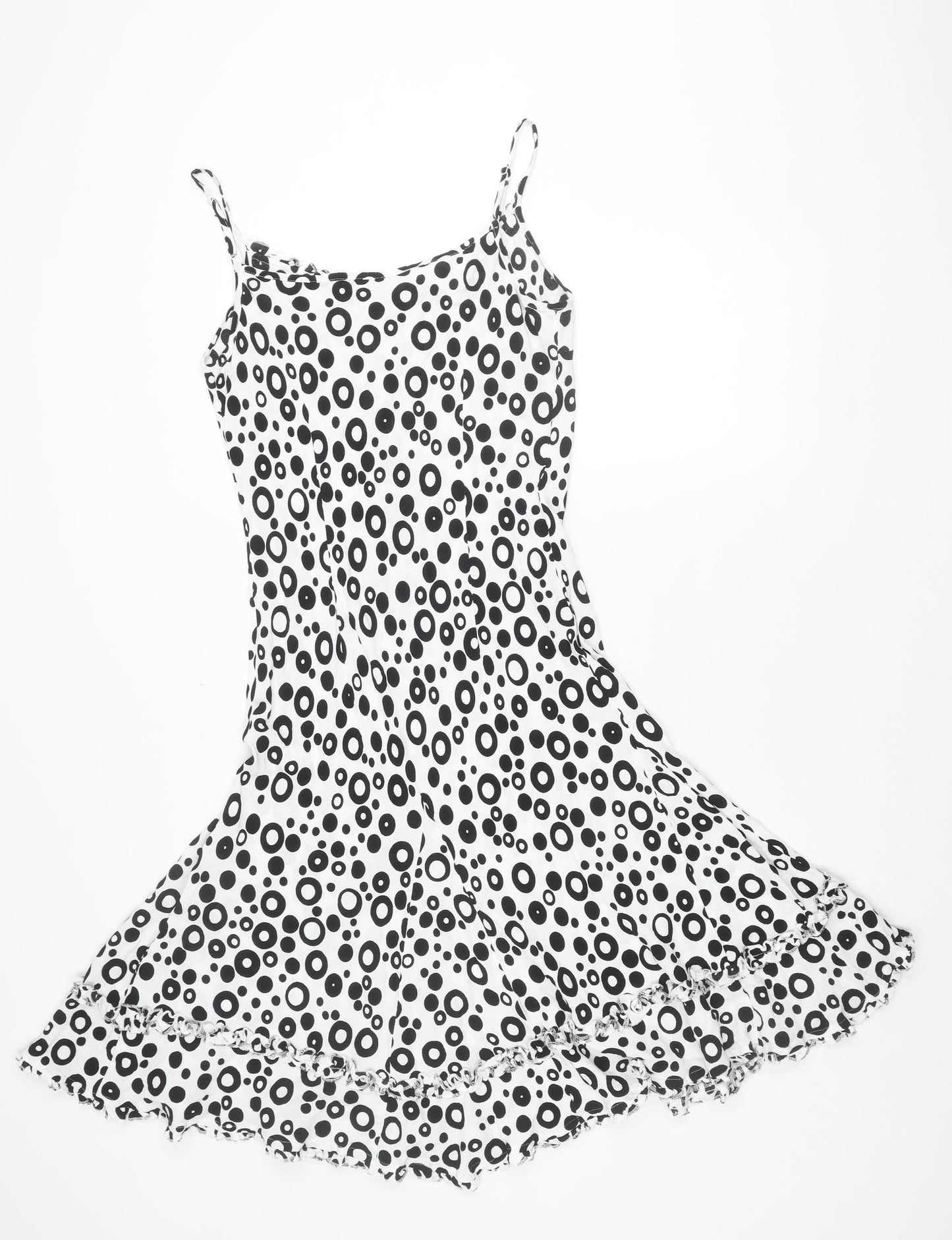 Marks and Spencer Women’s Black White Polka Dot Asymmetric Slip Dress Size 12