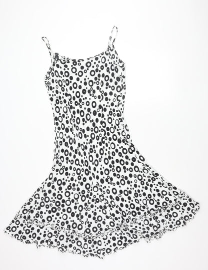 Marks and Spencer Women’s Black White Polka Dot Asymmetric Slip Dress Size 12