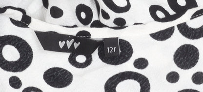 Marks and Spencer Women’s Black White Polka Dot Asymmetric Slip Dress Size 12