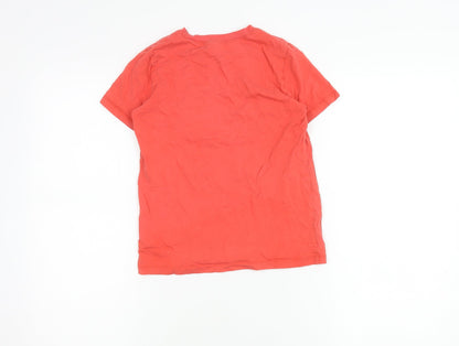 Lands' End Boys Red Graphic T-Shirt 8-9 Years Skate Surf Swim Crew Neck