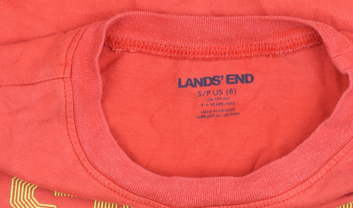 Lands' End Boys Red Graphic T-Shirt 8-9 Years Skate Surf Swim Crew Neck