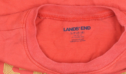Lands' End Boys Red Graphic T-Shirt 8-9 Years Skate Surf Swim Crew Neck