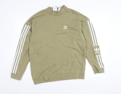 Adidas Womens Green Pullover Sweatshirt S Regular Fit Logo Sportswear