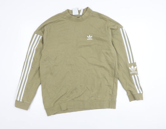 Adidas Womens Green Pullover Sweatshirt S Regular Fit Logo Sportswear
