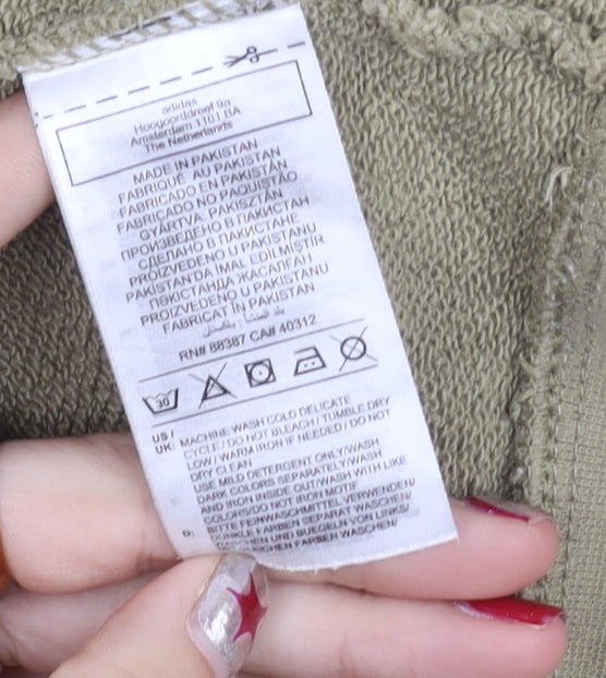 Adidas Womens Green Pullover Sweatshirt S Regular Fit Logo Sportswear