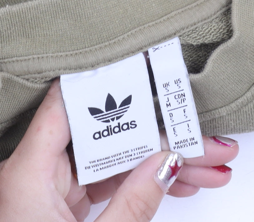 Adidas Womens Green Pullover Sweatshirt S Regular Fit Logo Sportswear