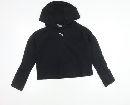 Puma Girls Black XS Pullover Hoodie Long Sleeve Sportswear