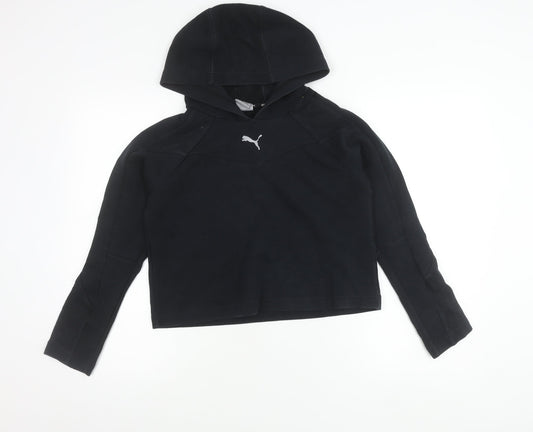 Puma Girls Black XS Pullover Hoodie Long Sleeve Sportswear
