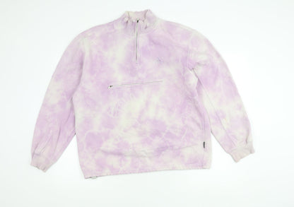 Adidas Women’s Purple Tie-Dye 1/4 Zip Sweatshirt Size 14 Zip Pocket