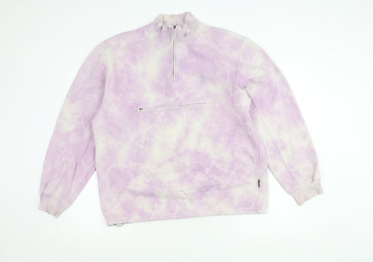 Adidas Women’s Purple Tie-Dye 1/4 Zip Sweatshirt Size 14 Zip Pocket