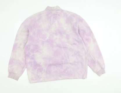 Adidas Women’s Purple Tie-Dye 1/4 Zip Sweatshirt Size 14 Zip Pocket