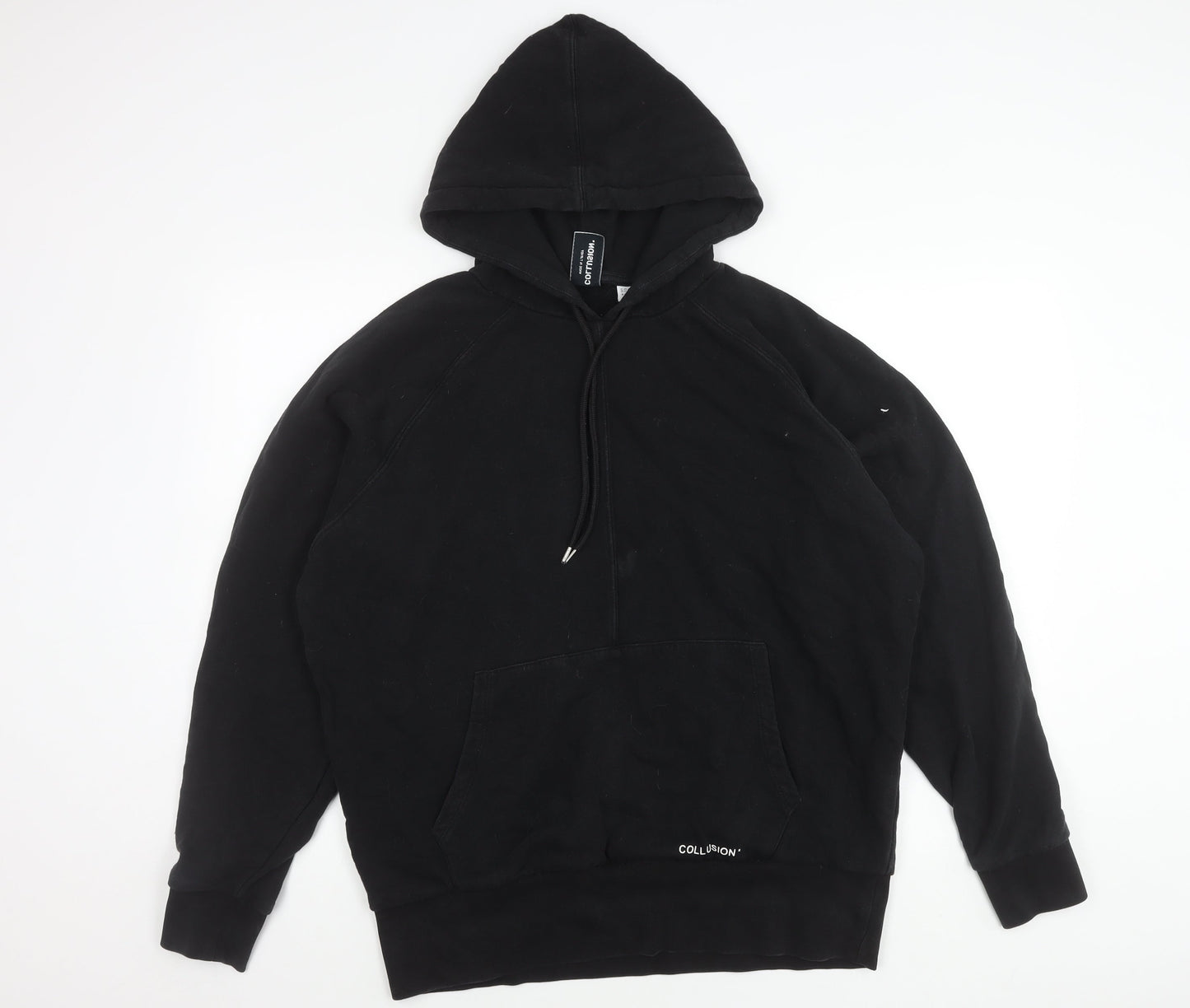 Unisex Adults UK Size M COLLUSION Black Pullover Hoodie