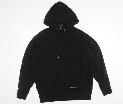 Unisex Adults UK Size M COLLUSION Black Pullover Hoodie