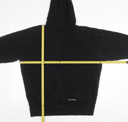 Unisex Adults UK Size M COLLUSION Black Pullover Hoodie