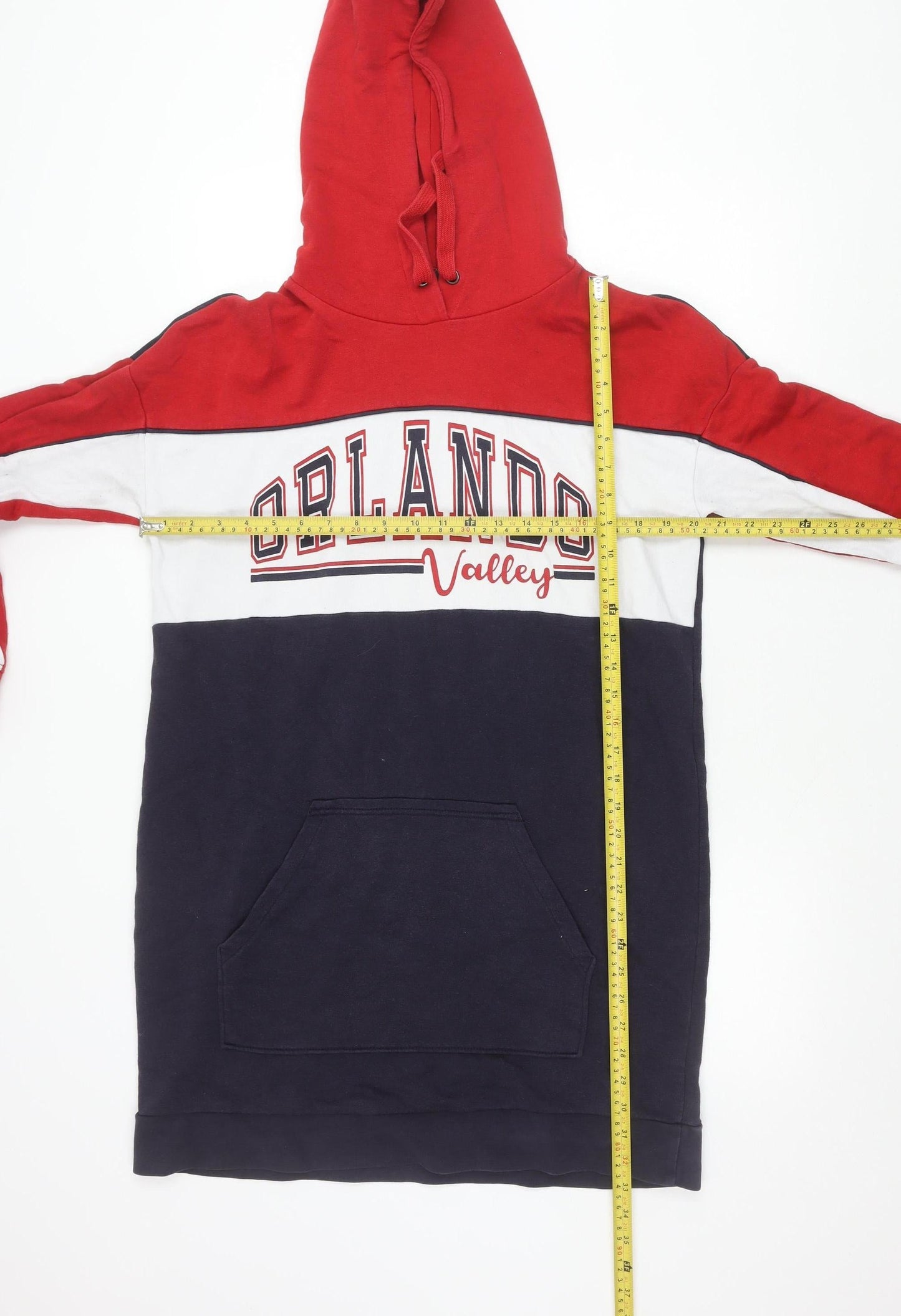 H&M Divided Women’s Red Blue Colourblock Hoodie Size 12 Pullover