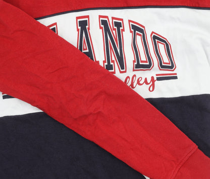 H&M Divided Women’s Red Blue Colourblock Hoodie Size 12 Pullover