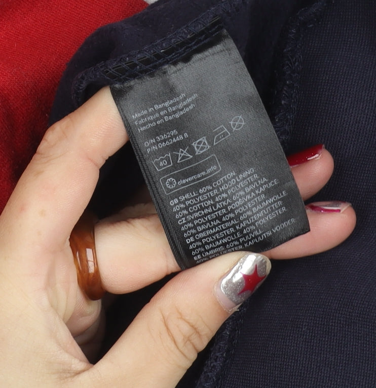 H&M Divided Women’s Red Blue Colourblock Hoodie Size 12 Pullover