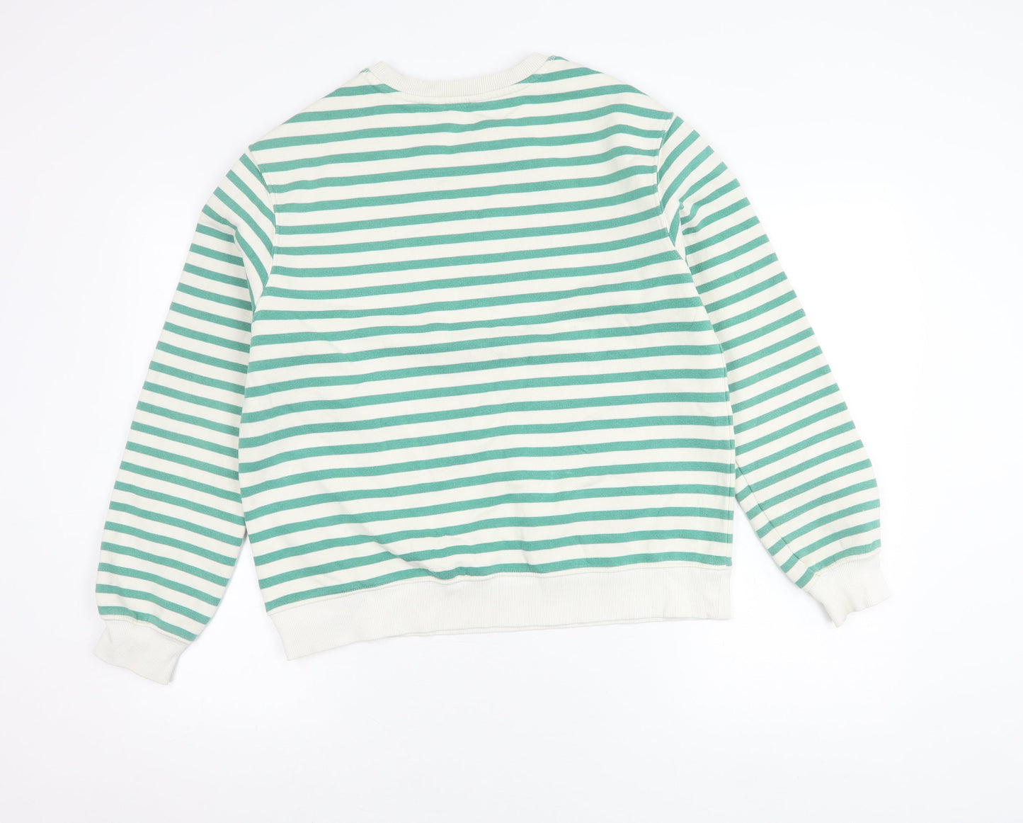 Marks and Spencer Women’s Green Striped Crew Neck Pullover Jumper Size 12
