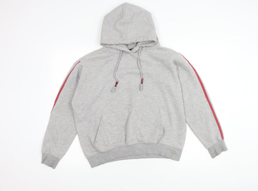 Boohoo Women’s Grey Hoodie L Pullover Drawstring Regular Fit