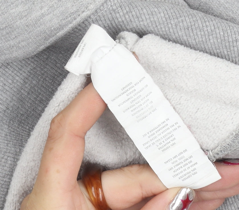 Boohoo Women’s Grey Hoodie L Pullover Drawstring Regular Fit