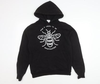 Russell Unisex Black Pullover Hoodie S University Bee Logo