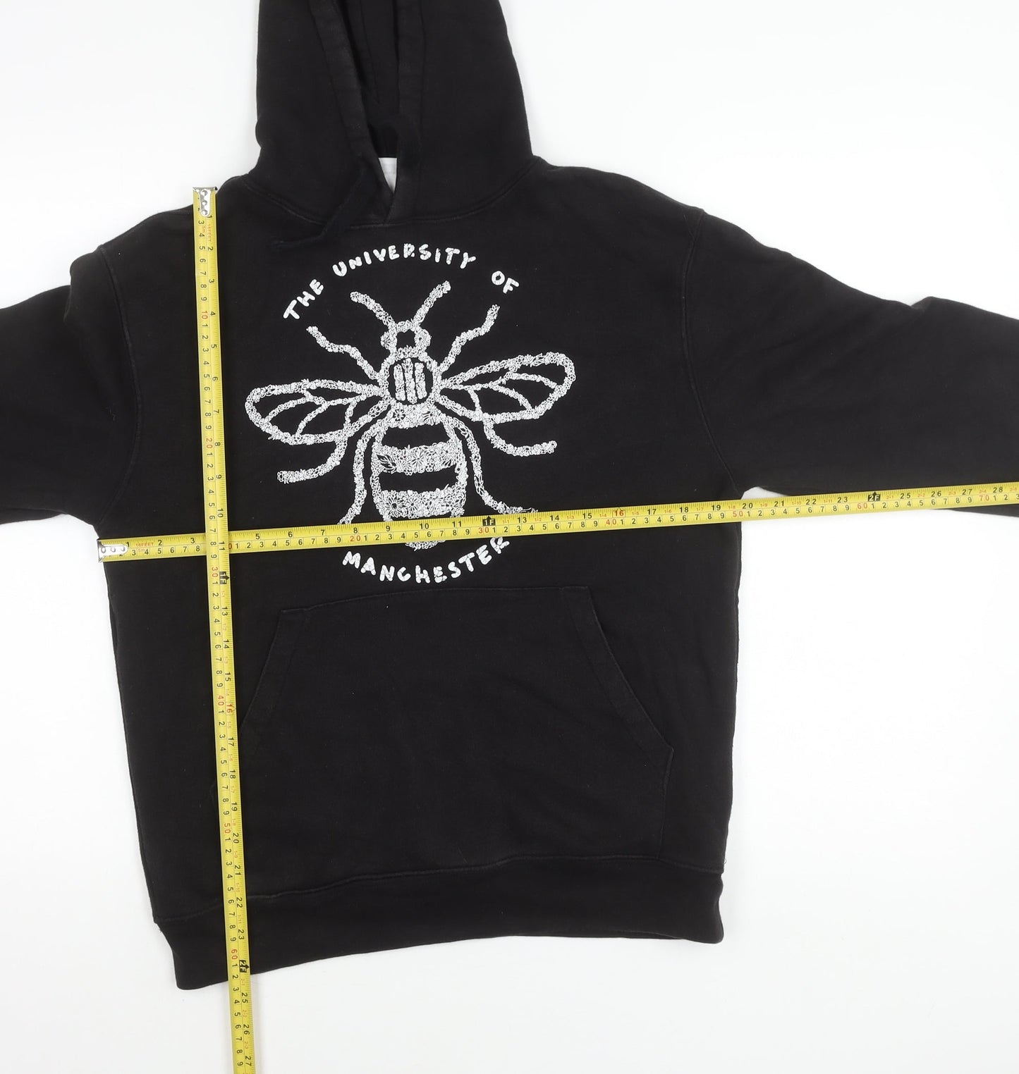 Russell Unisex Black Pullover Hoodie S University Bee Logo