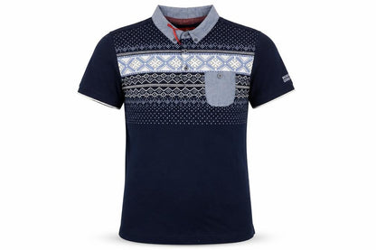 Kickers Boys Blue Polo Shirt 15 Years Geometric Pattern Short Sleeve