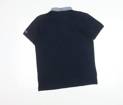 Kickers Boys Blue Polo Shirt 15 Years Geometric Pattern Short Sleeve
