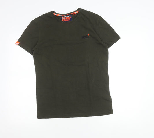 Superdry Men’s Green Slim Fit T-Shirt Medium Crew Neck Cotton