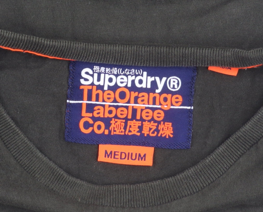 Superdry Men’s Green Slim Fit T-Shirt Medium Crew Neck Cotton