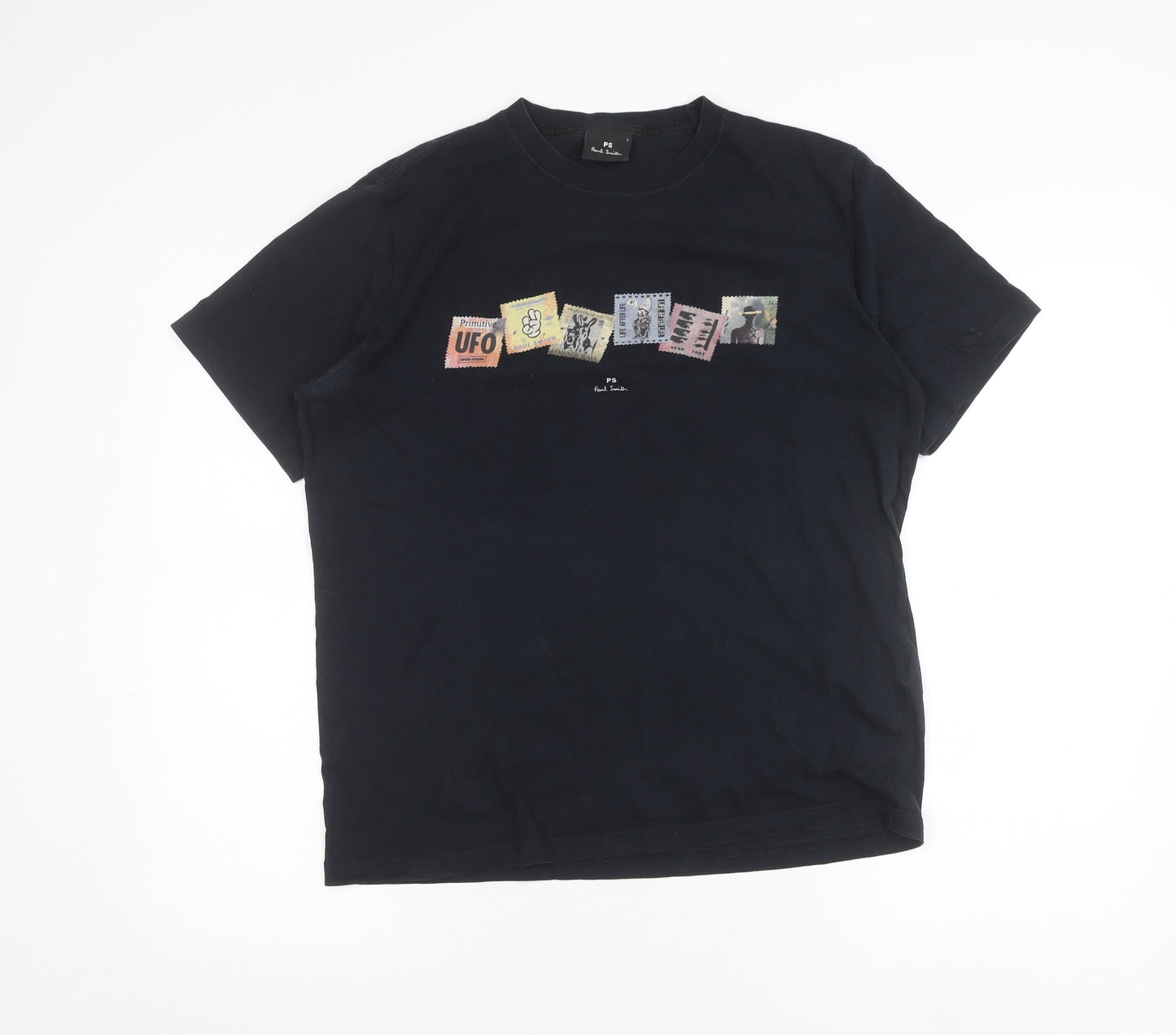 Paul Smith Men’s Black Graphic Print Cotton T-Shirt Size L
