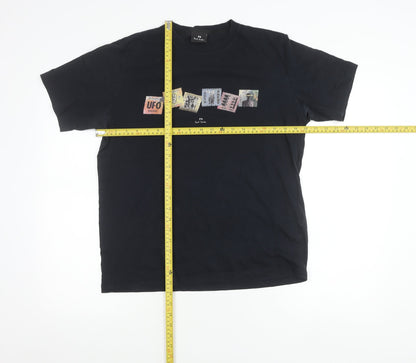Paul Smith Men’s Black Graphic Print Cotton T-Shirt Size L