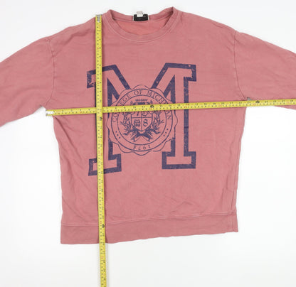 Topshop Women Pink Pullover Sweatshirt S Cotton Logo Casual