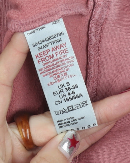 Topshop Women Pink Pullover Sweatshirt S Cotton Logo Casual