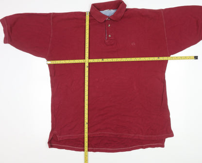Hang Ten Men’s Red Cotton Short Sleeve Polo Shirt Size L