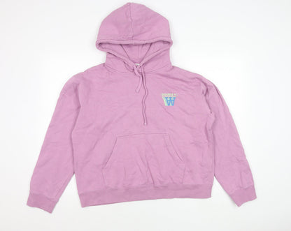 Wood Wood Double A Womens Pink Pullover Hoodie Size L Cotton Logo Print