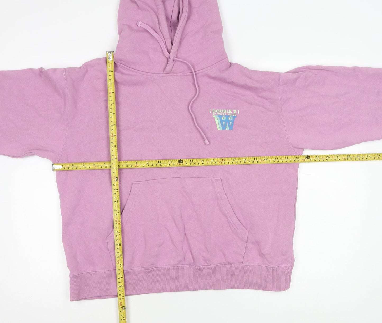 Wood Wood Double A Womens Pink Pullover Hoodie Size L Cotton Logo Print