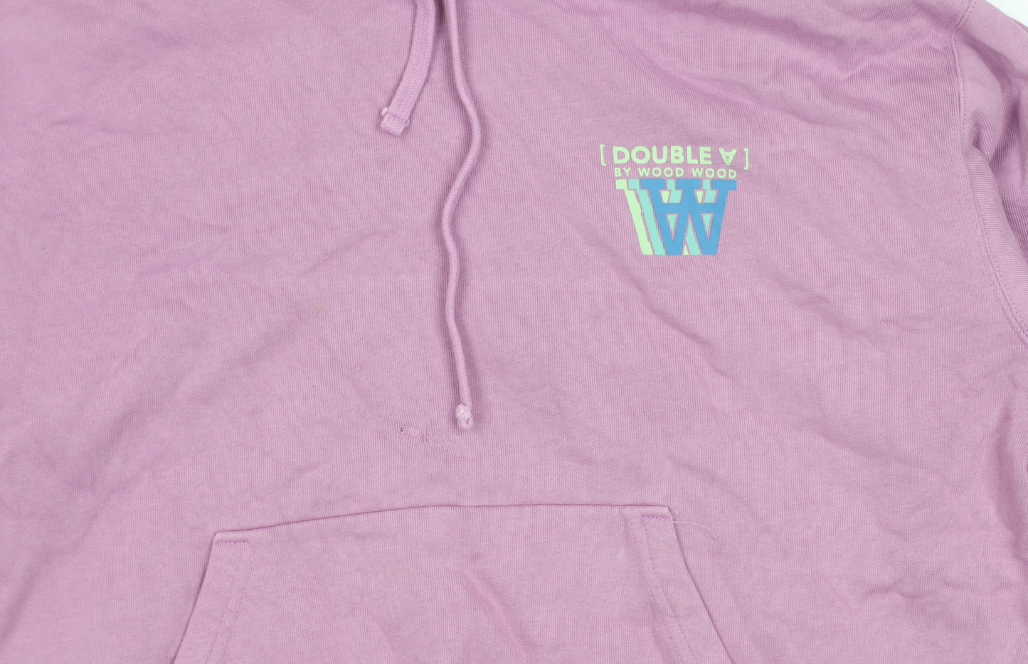 Wood Wood Double A Womens Pink Pullover Hoodie Size L Cotton Logo Print