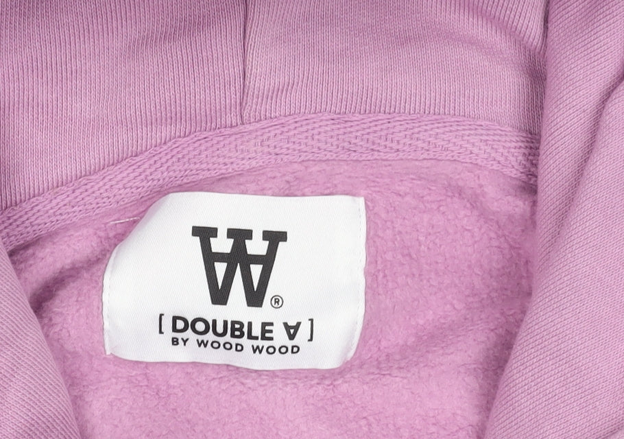 Wood Wood Double A Womens Pink Pullover Hoodie Size L Cotton Logo Print
