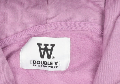 Wood Wood Double A Womens Pink Pullover Hoodie Size L Cotton Logo Print