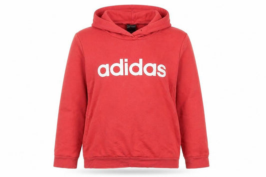 Front view of Adidas Women Red Pullover Hoodie L Logo Sports Casual