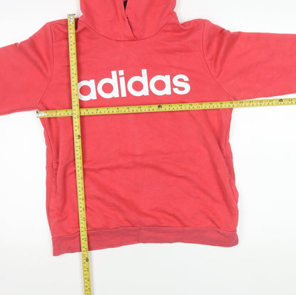 Adidas Women Red Pullover Hoodie L Logo Sports Casual