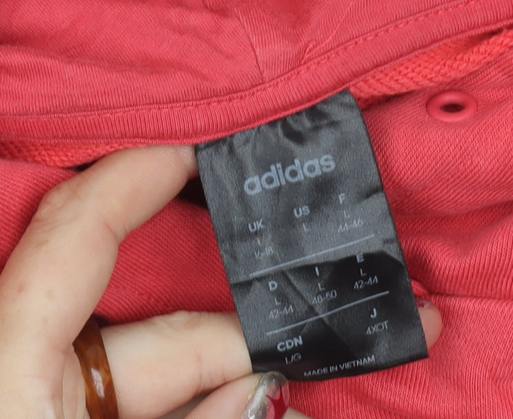 Adidas Women Red Pullover Hoodie L Logo Sports Casual