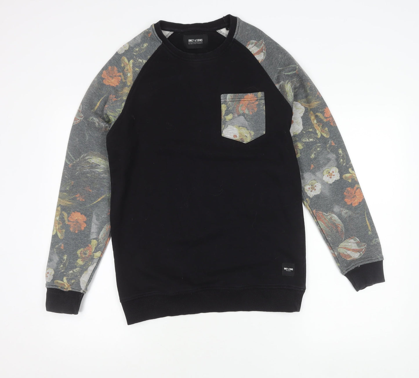 Mens UK Size S ONLY & SONS Black Pullover Sweatshirt