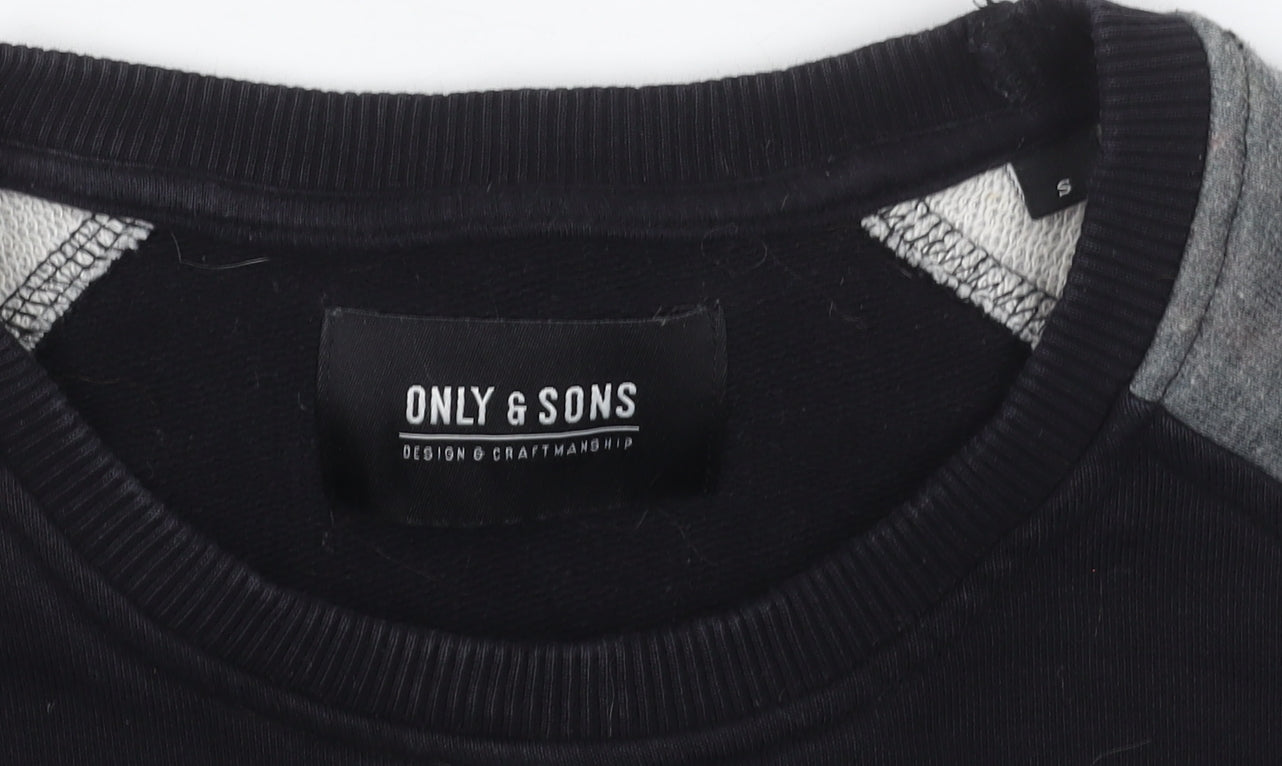 Mens UK Size S ONLY & SONS Black Pullover Sweatshirt